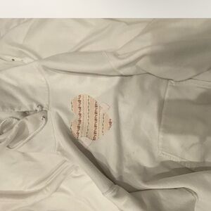 HANDMADE STITCHED HEART DESIGN HOODIE Women's White Heart Patch Sweater